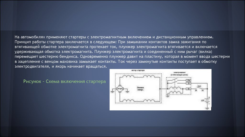 Устройство и работа стартера презентация