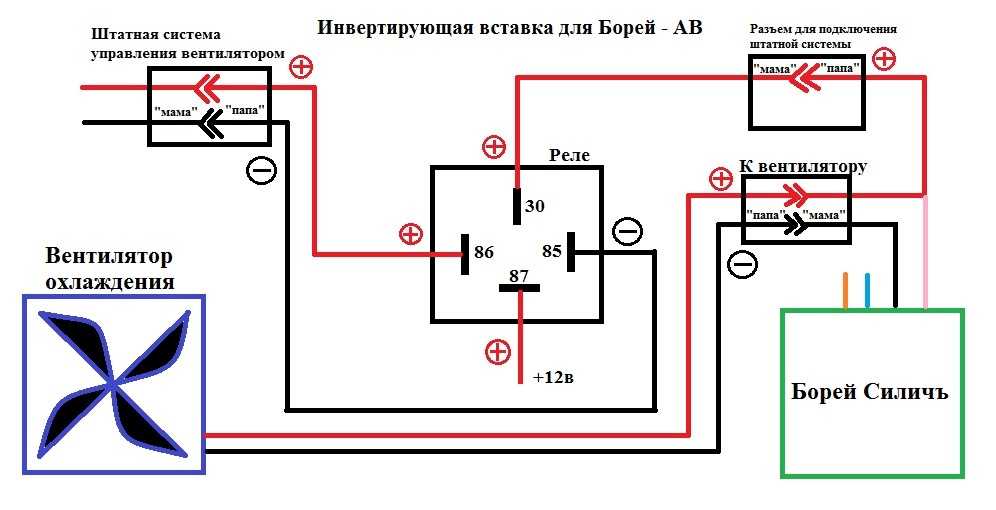 Подключение вентилятора через реле 4 контактное схема подключения