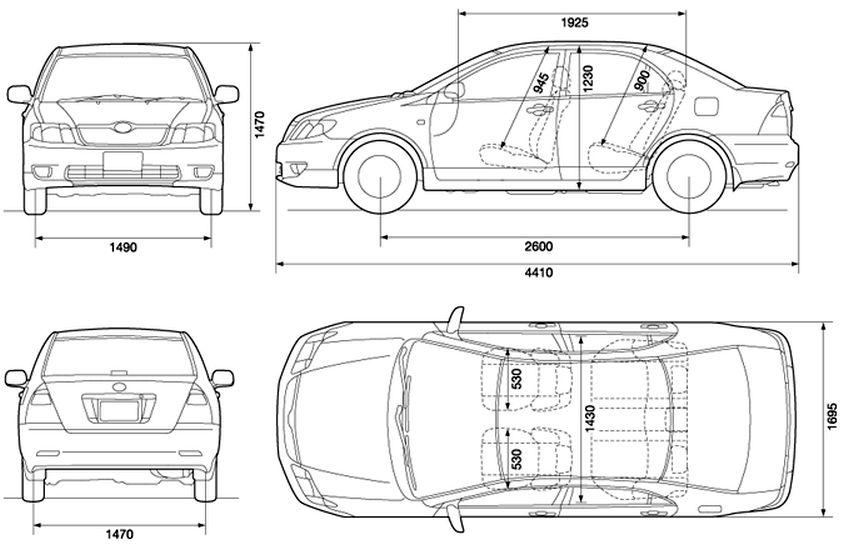 Габарит toyota. Габариты салона Тойота Королла. Габариты Тойота Королла 120 кузов седан. Тойота Королла 9 поколения габариты. Тойота Королла 120 седан длина длина кузова.