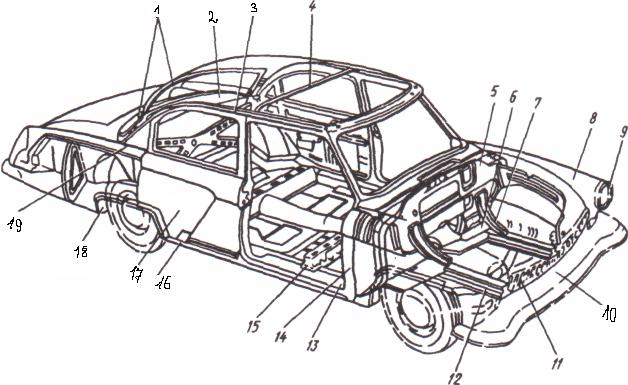 Части кузова автомобиля схема и названия