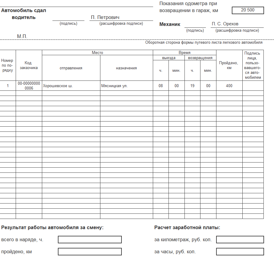 Транспорт лист